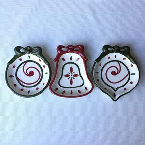 Princess House Exclusive Christmas Dessert Plates Ornament Shape Holiday 3 Set